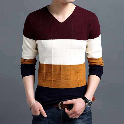 Men's Stylish Basic Stripe Striped Pullover Long Sleeve Sweater Cardigans V Neck Fall Winter Yellow Wine Camel
Men's Stylish Basic Stripe Striped Pullover Long Sleeve Sweater Cardigans V Neck Fall Winter Yellow Wine Camel