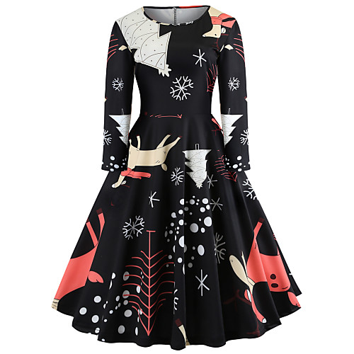 Women's A Line Dress Knee Length Dress Black Long Sleeve Print Print Fall Spring Round Neck Hot Vintage Christmas 2021 S M L XL XXL
Women's A Line Dress Knee Length Dress Black Long Sleeve Print Print Fall Spring Round Neck Hot Vintage Christmas 2021 S M L XL XXL