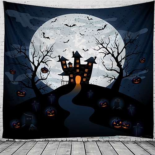 

Halloween Wall Tapestry Art Decor Blanket Curtain Picnic Tablecloth Hanging Home Bedroom Living Room Dorm Decoration Psychedelic Pumpkin Bat Witch Haunted Scary Castle Polyester