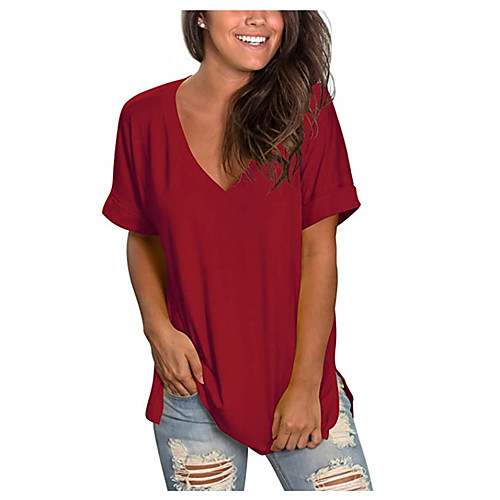 Women's T shirt Camouflage Solid Color Floral Print V Neck Tops Basic Basic Top White Black Red
Women's T shirt Camouflage Solid Color Floral Print V Neck Tops Basic Basic Top White Black Red