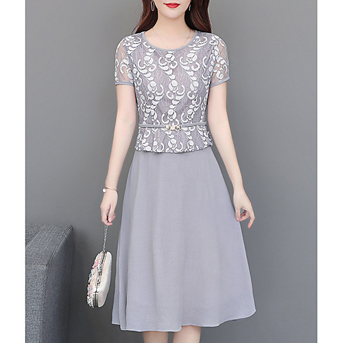 Women's A Line Dress Knee Length Dress Blushing Pink Gray Short Sleeve Floral Lace Summer Round Neck Elegant Casual 2021 M L XL XXL 3XL 4XL
Women's A Line Dress Knee Length Dress Blushing Pink Gray Short Sleeve Floral Lace Summer Round Neck Elegant Casual 2021 M L XL XXL 3XL 4XL