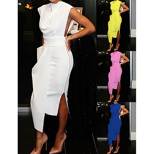 Women's Sheath Dress Knee Length Dress - Sleeveless Solid Colored Spring Summer Crew Neck Party Slim White Black Blue Yellow Blushing Pink S M L XL
Women's Sheath Dress Knee Length Dress - Sleeveless Solid Colored Spring Summer Crew Neck Party Slim White Black Blue Yellow Blushing Pink S M L XL