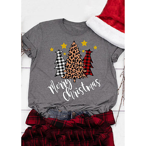 Women's Christmas T shirt Plaid Check Leopard Round Neck Tops Casual Christmas Basic Top White Black Blushing Pink
Women's Christmas T shirt Plaid Check Leopard Round Neck Tops Casual Christmas Basic Top White Black Blushing Pink