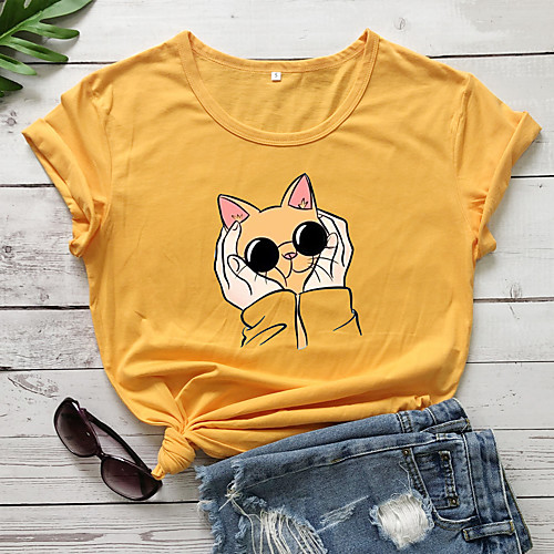 Women's T shirt Cat Graphic Text Print Round Neck Tops 100% Cotton Basic Basic Top White Purple Red
Women's T shirt Cat Graphic Text Print Round Neck Tops 100% Cotton Basic Basic Top White Purple Red