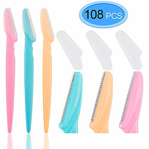 108 pieces facial razors for women, eyebrow facial razor trimmer shaper shaver with precision cover for men girls, 3 colors
108 pieces facial razors for women, eyebrow facial razor trimmer shaper shaver with precision cover for men girls, 3 colors