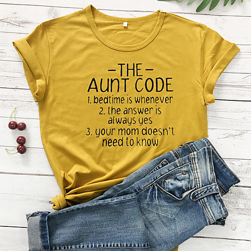 Women's T shirt Graphic Text Letter Print Round Neck Tops 100% Cotton Basic Basic Top Yellow Wine Green
Women's T shirt Graphic Text Letter Print Round Neck Tops 100% Cotton Basic Basic Top Yellow Wine Green