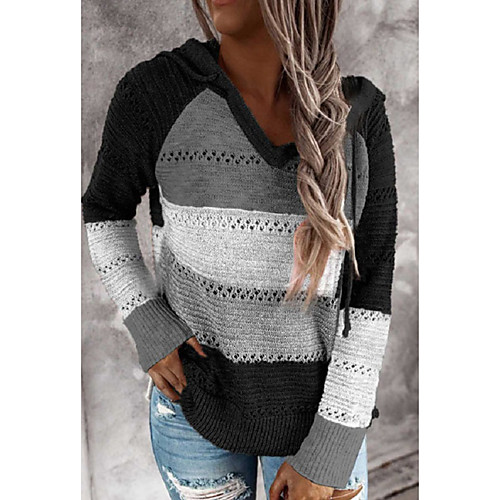 Women's Stylish Knitted Color Block Pullover Long Sleeve Sweater Cardigans Hooded Fall Winter Black Brown
Women's Stylish Knitted Color Block Pullover Long Sleeve Sweater Cardigans Hooded Fall Winter Black Brown