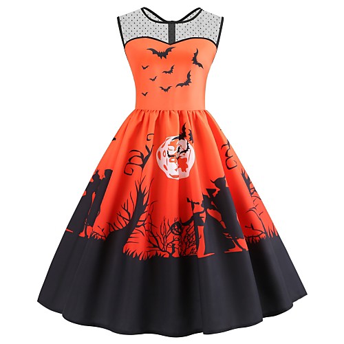 Women's Halloween A Line Dress Knee Length Dress Purple Orange Sleeveless Bat Print Mesh Patchwork Print Summer Round Neck Hot Vintage 2021 S M L XL XXL 3XL
Women's Halloween A Line Dress Knee Length Dress Purple Orange Sleeveless Bat Print Mesh Patchwork Print Summer Round Neck Hot Vintage 2021 S M L XL XXL 3XL