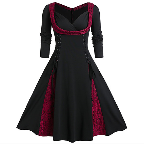 Women's A Line Dress Knee Length Dress Purple Red Green Long Sleeve Color Block Lace Fall Spring V Neck Hot Elegant 2021 L XL XXL 3XL 4XL 5XL
Women's A Line Dress Knee Length Dress Purple Red Green Long Sleeve Color Block Lace Fall Spring V Neck Hot Elegant 2021 L XL XXL 3XL 4XL 5XL