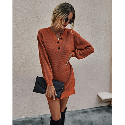 Women's Sweater Jumper Dress Short Mini Dress Black Red Green Beige Gray Long Sleeve Solid Color Button Fall V Neck Hot Casual 2021 S M L XL
Women's Sweater Jumper Dress Short Mini Dress Black Red Green Beige Gray Long Sleeve Solid Color Button Fall V Neck Hot Casual 2021 S M L XL