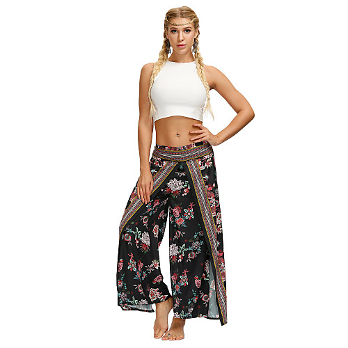 Women's Yoga Pants Wide Leg High Split Bottoms Breathable Quick Dry Bohemian Black Yoga Fitness Gym Workout Sports Activewear / Casual / Athleisure
Women's Yoga Pants Wide Leg High Split Bottoms Breathable Quick Dry Bohemian Black Yoga Fitness Gym Workout Sports Activewear / Casual / Athleisure