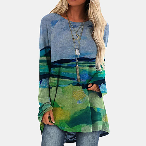 Women's T shirt Dress Tunic T shirt Tie Dye Long Sleeve Print Round Neck Tops Basic Basic Top White Blue Red
Women's T shirt Dress Tunic T shirt Tie Dye Long Sleeve Print Round Neck Tops Basic Basic Top White Blue Red