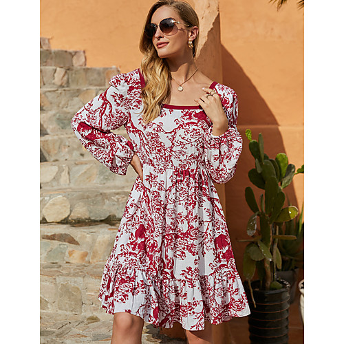 Women's A Line Dress Short Mini Dress Red Long Sleeve Print Ruffle Print Fall Winter Square Neck Casual Lantern Sleeve 2021 S M L XL
Women's A Line Dress Short Mini Dress Red Long Sleeve Print Ruffle Print Fall Winter Square Neck Casual Lantern Sleeve 2021 S M L XL