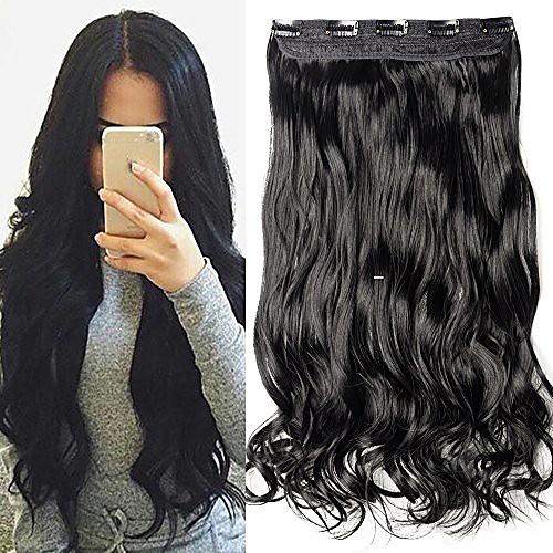 one piece clip in hair extensions curly long thick natural with 5 clips replaceable hairpiece for women add hair length and thickness - 17 inch jet black
one piece clip in hair extensions curly long thick natural with 5 clips replaceable hairpiece for women add hair length and thickness - 17 inch jet black