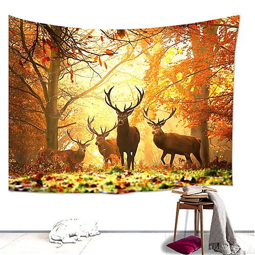 

Wall Tapestry Art Decor Blanket Curtain Hanging Home Bedroom Living Room Decoration Polyester Forest Elk