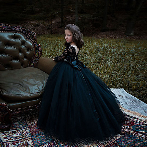 Princess / Ball Gown Sweep / Brush Train Party / Wedding Flower Girl Dresses - Lace / Tulle Long Sleeve Jewel Neck with Bow(s) / Pleats / Appliques
Princess / Ball Gown Sweep / Brush Train Party / Wedding Flower Girl Dresses - Lace / Tulle Long Sleeve Jewel Neck with Bow(s) / Pleats / Appliques