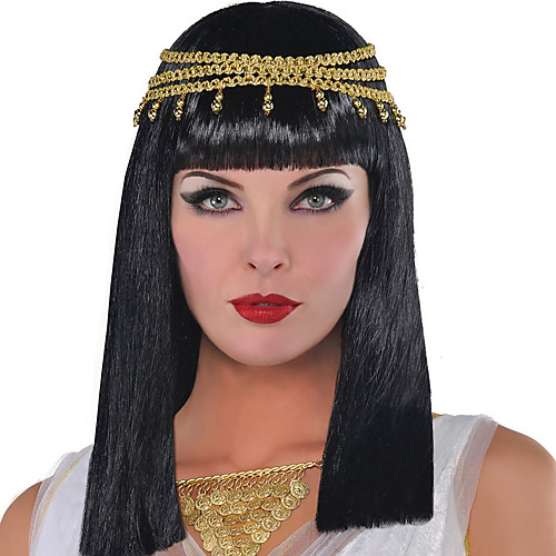 

Cosplay Wig Cleopatra Natural Straight Neat Bang Wig Long Black Synthetic Hair Women's Cosplay Exquisite Black