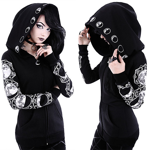 

Plague Doctor Goth Girl Lisa Gothic Punk & Gothic 17th Century Goth Subculture Party Costume Masquerade Hoodie Hoodies Robe Women's Costume Black Vintage Cosplay Club Bar Long Sleeve / Top / Top