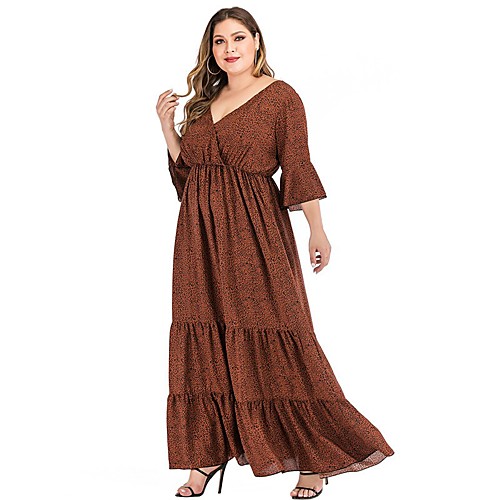 Women's Swing Dress Maxi long Dress Brown Long Sleeve Leopard Print Fall V Neck Casual 2021 XL XXL 3XL 4XL 5XL 6XL / Plus Size
Women's Swing Dress Maxi long Dress Brown Long Sleeve Leopard Print Fall V Neck Casual 2021 XL XXL 3XL 4XL 5XL 6XL / Plus Size