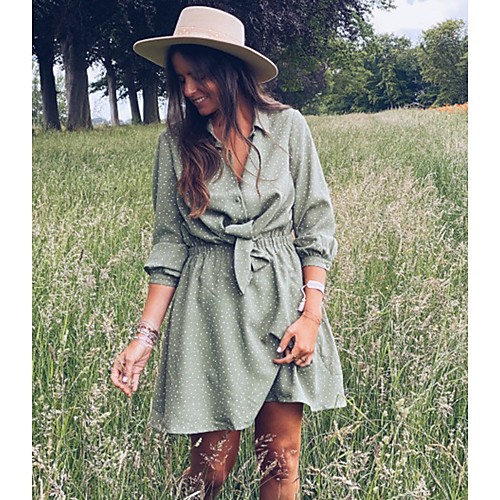 Women's A Line Dress Short Mini Dress Green Long Sleeve Polka Dot Bow Print Fall Spring Shirt Collar Casual 2021 S M L XL
Women's A Line Dress Short Mini Dress Green Long Sleeve Polka Dot Bow Print Fall Spring Shirt Collar Casual 2021 S M L XL