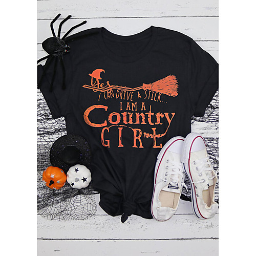Women's Halloween Witch T-shirt Graphic Prints Letter Print Round Neck Tops 100% Cotton Basic Halloween Basic Top Black
Women's Halloween Witch T-shirt Graphic Prints Letter Print Round Neck Tops 100% Cotton Basic Halloween Basic Top Black
