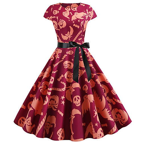 Women's Halloween A Line Dress Knee Length Dress White Red Fuchsia Orange Short Sleeve Owl Pumpkin Skulls Print Patchwork Bow Print Fall Round Neck Hot Vintage 2021 S M L XL XXL
Women's Halloween A Line Dress Knee Length Dress White Red Fuchsia Orange Short Sleeve Owl Pumpkin Skulls Print Patchwork Bow Print Fall Round Neck Hot Vintage 2021 S M L XL XXL