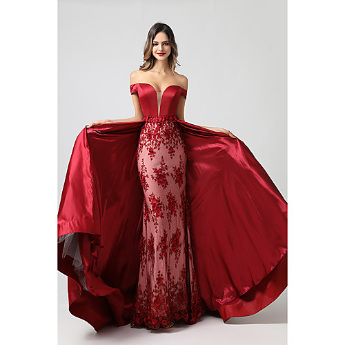 Mermaid / Trumpet Elegant Floral Engagement Formal Evening Dress Off Shoulder Short Sleeve Detachable Satin with Appliques 2021
Mermaid / Trumpet Elegant Floral Engagement Formal Evening Dress Off Shoulder Short Sleeve Detachable Satin with Appliques 2021