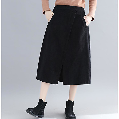 Women's Casual / Daily Basic Corduroy Skirts Solid Colored Split Black Brown / Slim
Women's Casual / Daily Basic Corduroy Skirts Solid Colored Split Black Brown / Slim