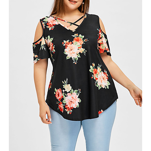 Women's Sexy Plus Size Blouses Blouse Shirt Floral Flower Criss Cross V Neck Tops Loose Basic Basic Top White Black Blue
Women's Sexy Plus Size Blouses Blouse Shirt Floral Flower Criss Cross V Neck Tops Loose Basic Basic Top White Black Blue