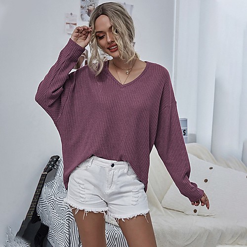 Women's Stylish Knitted Solid Color Plain Pullover Long Sleeve Sweater Cardigans V Neck Fall Red Gray
Women's Stylish Knitted Solid Color Plain Pullover Long Sleeve Sweater Cardigans V Neck Fall Red Gray
