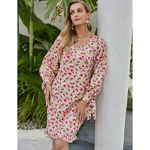 Women's Sheath Dress Short Mini Dress Blushing Pink Long Sleeve Floral Ruffle Print Fall Winter V Neck Elegant Casual Lantern Sleeve 2021 S M L XL
Women's Sheath Dress Short Mini Dress Blushing Pink Long Sleeve Floral Ruffle Print Fall Winter V Neck Elegant Casual Lantern Sleeve 2021 S M L XL