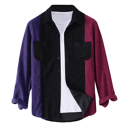 Men's Shirt Other Prints Color Block Long Sleeve Daily Tops Basic Black 
Men's Shirt Other Prints Color Block Long Sleeve Daily Tops Basic Black