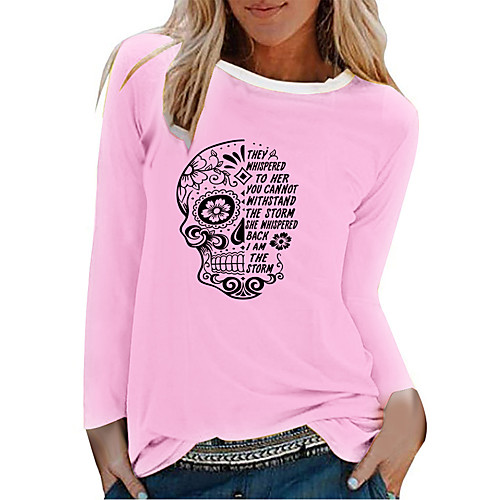 Women's Halloween T shirt Graphic Graphic Prints Skull Long Sleeve Print Round Neck Tops 100% Cotton Basic Halloween Basic Top White Black Red
Women's Halloween T shirt Graphic Graphic Prints Skull Long Sleeve Print Round Neck Tops 100% Cotton Basic Halloween Basic Top White Black Red