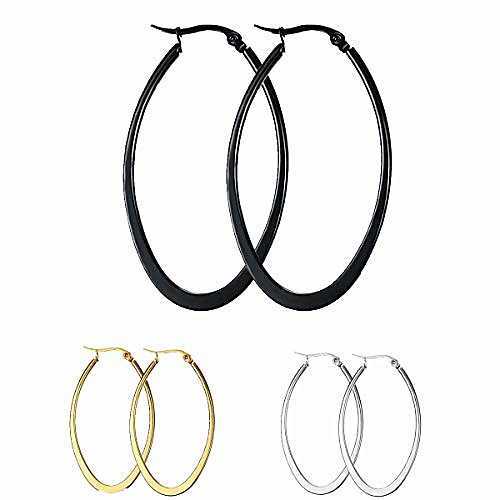 oval hoop earrings for women stainless steel black silver gold plated lightweight jewelry us1281bgs
oval hoop earrings for women stainless steel black silver gold plated lightweight jewelry us1281bgs