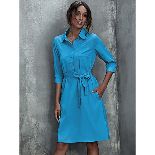 Women's A Line Dress Knee Length Dress Black Red Yellow Army Green Navy Blue Light Blue Half Sleeve Solid Color Patchwork Fall Shirt Collar Casual 2021 S M L XL
Women's A Line Dress Knee Length Dress Black Red Yellow Army Green Navy Blue Light Blue Half Sleeve Solid Color Patchwork Fall Shirt Collar Casual 2021 S M L XL