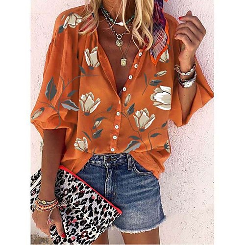 Women's Blouse Shirt Floral Flower Long Sleeve Patchwork Print Shirt Collar Tops 100% Cotton Basic Basic Top White Black Orange
Women's Blouse Shirt Floral Flower Long Sleeve Patchwork Print Shirt Collar Tops 100% Cotton Basic Basic Top White Black Orange