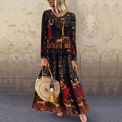 Women's Shift Dress Maxi long Dress Black Long Sleeve Print Patchwork Print Summer Round Neck Casual 2021 S M L XL XXL 3XL 4XL 5XL
Women's Shift Dress Maxi long Dress Black Long Sleeve Print Patchwork Print Summer Round Neck Casual 2021 S M L XL XXL 3XL 4XL 5XL