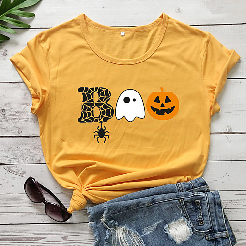 Women's Halloween T shirt Graphic Graphic Prints Pumpkin Print Round Neck Tops 100% Cotton Basic Halloween Basic Top White Purple Red
Women's Halloween T shirt Graphic Graphic Prints Pumpkin Print Round Neck Tops 100% Cotton Basic Halloween Basic Top White Purple Red