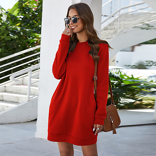 Women's Shift Dress Short Mini Dress Black Blue Red Blushing Pink Wine Army Green Green Dusty Blue Light gray Dark Gray Long Sleeve Solid Color Fall Winter Round Neck Casual 2021 S M L XL XXL
Women's Shift Dress Short Mini Dress Black Blue Red Blushing Pink Wine Army Green Green Dusty Blue Light gray Dark Gray Long Sleeve Solid Color Fall Winter Round Neck Casual 2021 S M L XL XXL