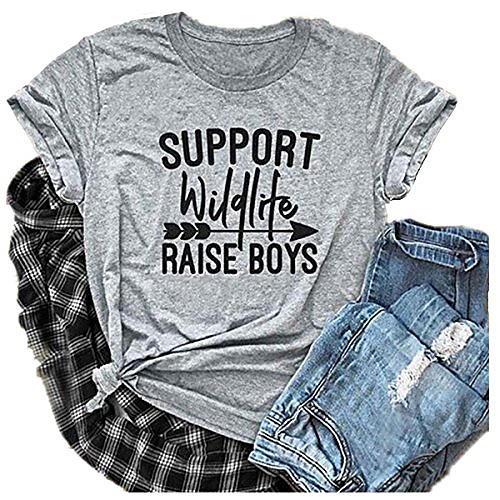 support wildlife raise boys letter print funny t-shirt women casual basic tees tops blouse (small, gray)
support wildlife raise boys letter print funny t-shirt women casual basic tees tops blouse (small, gray)