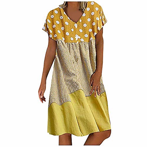 women dresses,fudule women's short sleeve summer patchwork midi dress plaid wave point v neck loose t-shirt swing dress
women dresses,fudule women's short sleeve summer patchwork midi dress plaid wave point v neck loose t-shirt swing dress
