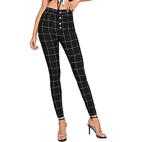women trousers plaid pants elastic waist button front slim fit leggings black2 s
women trousers plaid pants elastic waist button front slim fit leggings black2 s