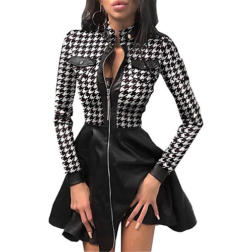Women's A Line Dress Short Mini Dress White Black Blue Long Sleeve Houndstooth Pocket Print Fall Spring Turtleneck Vintage Slim 2021 S M L XL
Women's A Line Dress Short Mini Dress White Black Blue Long Sleeve Houndstooth Pocket Print Fall Spring Turtleneck Vintage Slim 2021 S M L XL