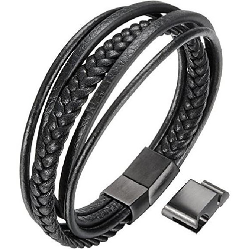 mens bracelet men`s braided leather bracelet multilayer fashion wrist cuff bangle black - (7.67)
mens bracelet men`s braided leather bracelet multilayer fashion wrist cuff bangle black - (7.67)