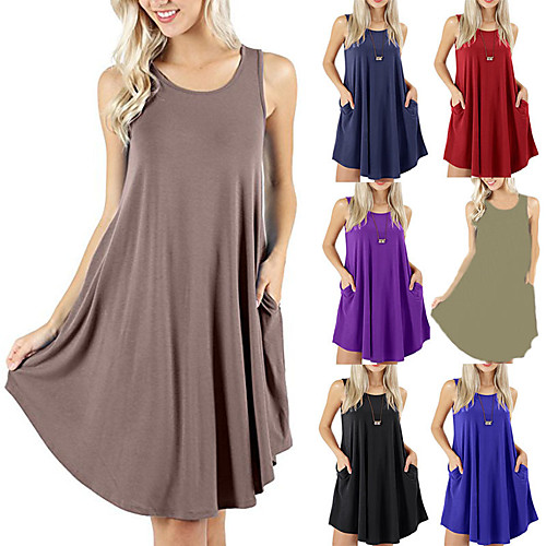 Women's Swing Dress Knee Length Dress Camel Apricot Black Purple Wine Green Royal Blue Navy Blue Sleeveless Solid Color Summer Round Neck Casual Cotton 2021 S M L XL XXL
Women's Swing Dress Knee Length Dress Camel Apricot Black Purple Wine Green Royal Blue Navy Blue Sleeveless Solid Color Summer Round Neck Casual Cotton 2021 S M L XL XXL