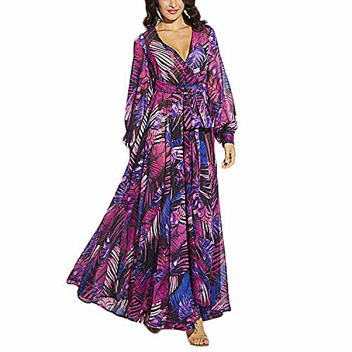 women's tunic v neck long sleeve tropical leaf print party evening beach wrap long maxi dress vintage dress (purple, l)
women's tunic v neck long sleeve tropical leaf print party evening beach wrap long maxi dress vintage dress (purple, l)