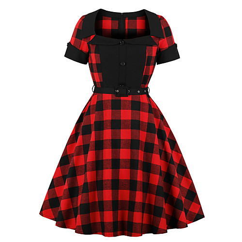 Women's Sheath Dress Midi Dress Red Short Sleeve Plaid Print Winter Square Neck Casual Cotton 2021 S M L XL XXL 3XL 4XL
Women's Sheath Dress Midi Dress Red Short Sleeve Plaid Print Winter Square Neck Casual Cotton 2021 S M L XL XXL 3XL 4XL