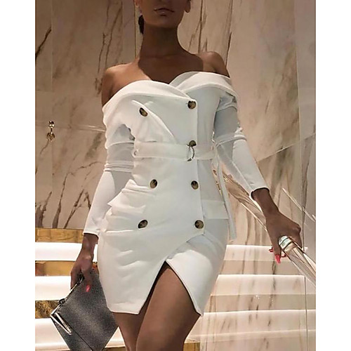 Women's A Line Dress Short Mini Dress White Long Sleeve Solid Color Button Summer Strapless Sexy 2021 S M L XL
Women's A Line Dress Short Mini Dress White Long Sleeve Solid Color Button Summer Strapless Sexy 2021 S M L XL