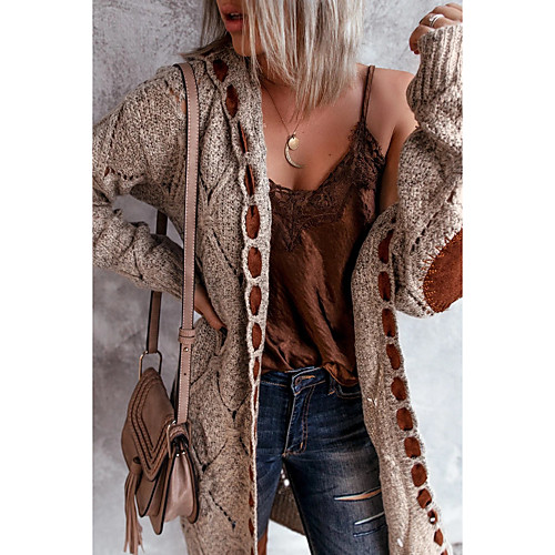 Women's Knitted Color Block Cardigan Long Sleeve Sweater Cardigans Hooded Fall Winter Blue Khaki Beige
Women's Knitted Color Block Cardigan Long Sleeve Sweater Cardigans Hooded Fall Winter Blue Khaki Beige