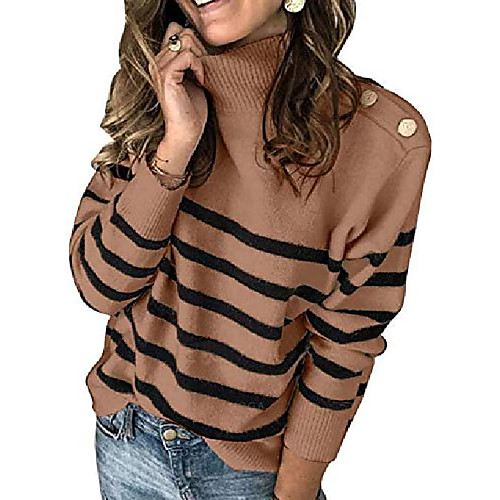womens lightweight turtle neck striped pullover sweater casual button jumper design fashion 2020 ladies sweater khaki l
womens lightweight turtle neck striped pullover sweater casual button jumper design fashion 2020 ladies sweater khaki l